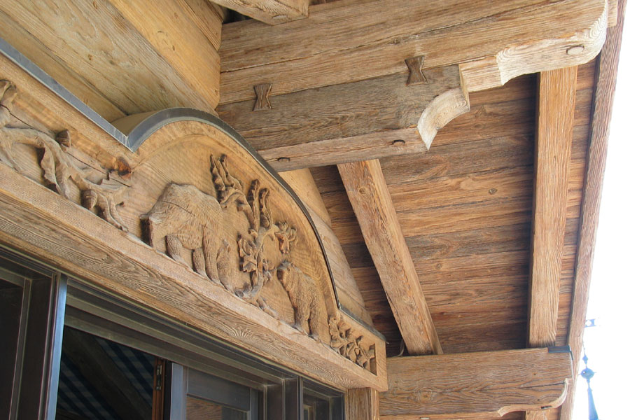 Ridge Beam & Bear Carving